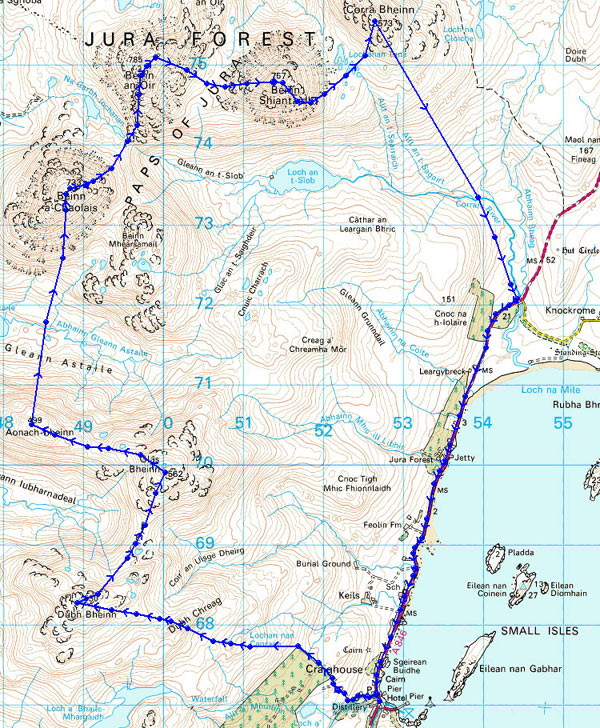 JURA FELL RACE ROUTE MAP BY CHRIS UPSON